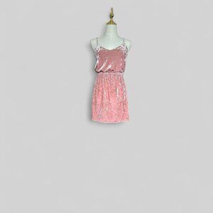Forever 21 Dress Womens Small Pink Crushed Velvet Spaghetti Strap Mini Soft Glam